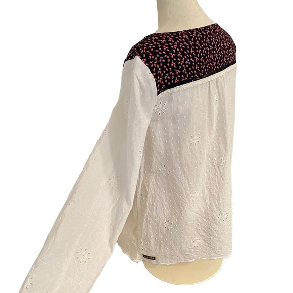 MATILDA JANE EMBROIDERED SPLIT NECK POINTELLE COTTON BLOUSE SIZE LARGE FLORAL - Picture 16 of 16